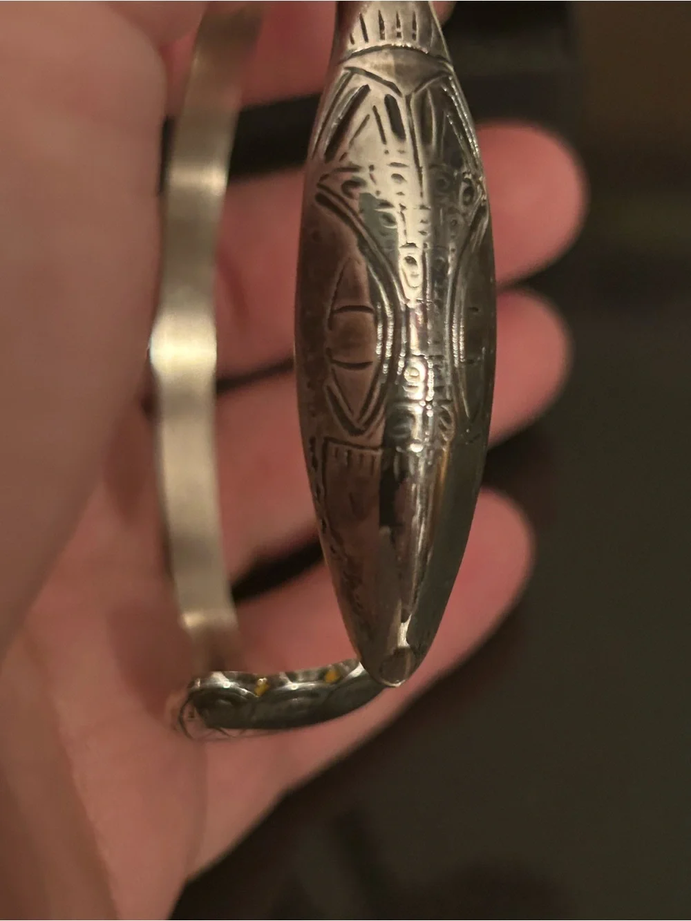 Sterling Silver Engraved Cuff Bracelet - Silver
